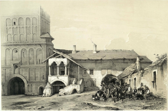 În curtea mănăstirii Câmpulung Album Valaque de Michel Bouquet 1843