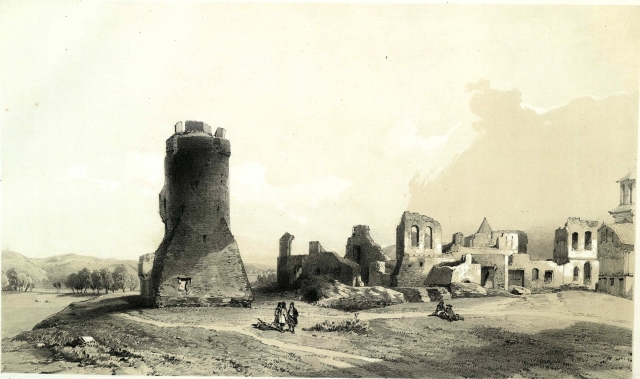 Ruinele Palatului Prinților din Târgoviște Album Valaque de Michel Bouquet 1843