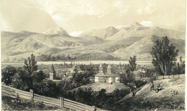 Vedere spre coasta de nord Câmpulung Album Valaque de Michel Bouquet 1843